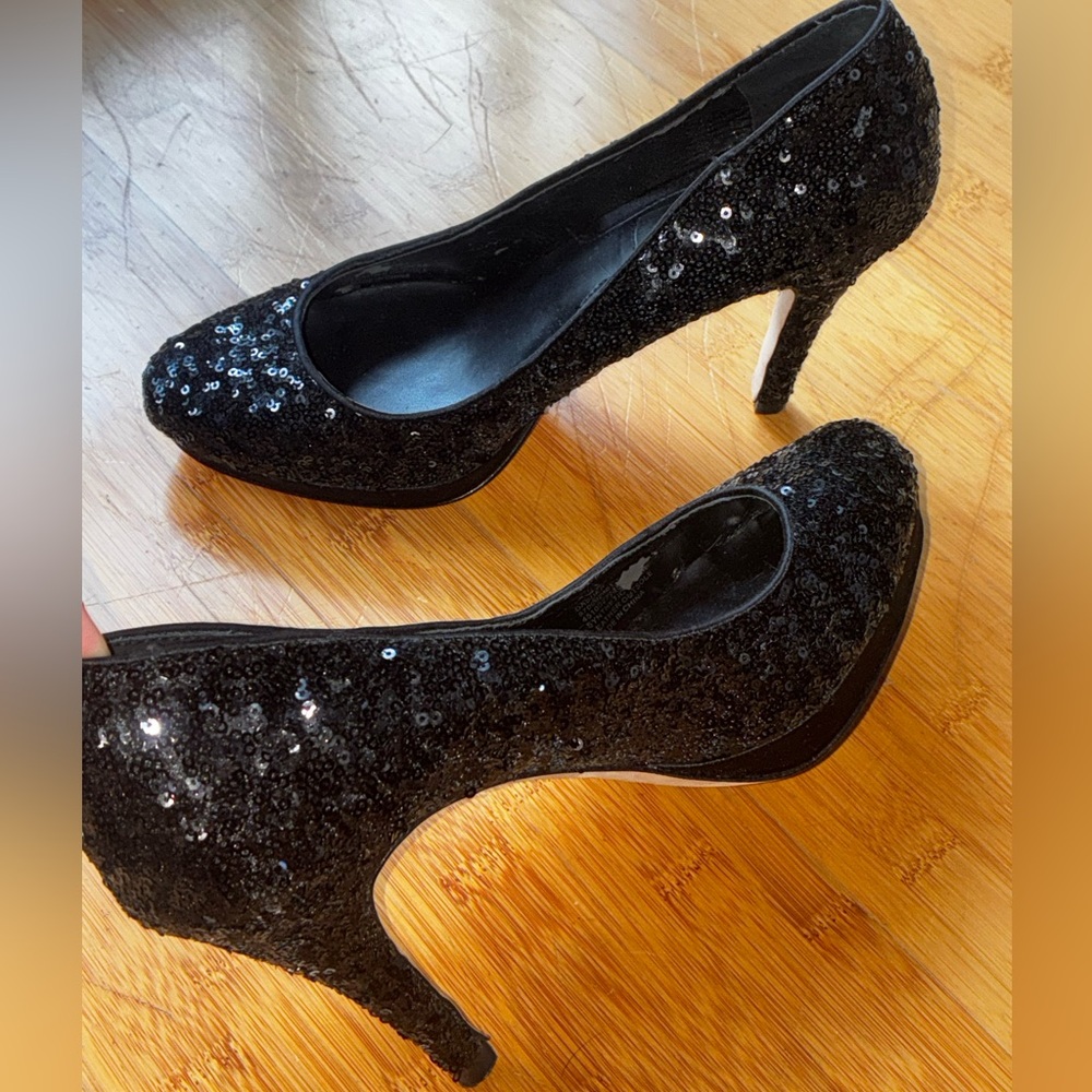Black Sequin Heels